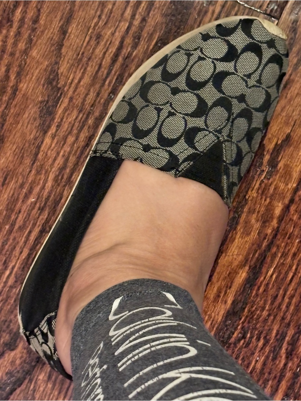 Coach Black and Cream Signature Slip-On Flats - Picture 2 of 11